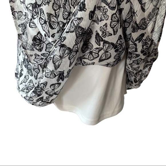 Classic Editions butterfly print short sleeved blouse  CUTE - Picture 8 of 11